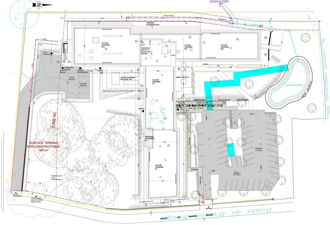Reconstruction d'un EHPAD en Gironde - Circulation extérieure CLOS LAFITTE plan génrale du site