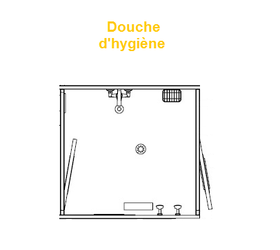 Unité Mobile de Décontamination - Douche d'hygiène évacuation d'eau schéma détaillé
