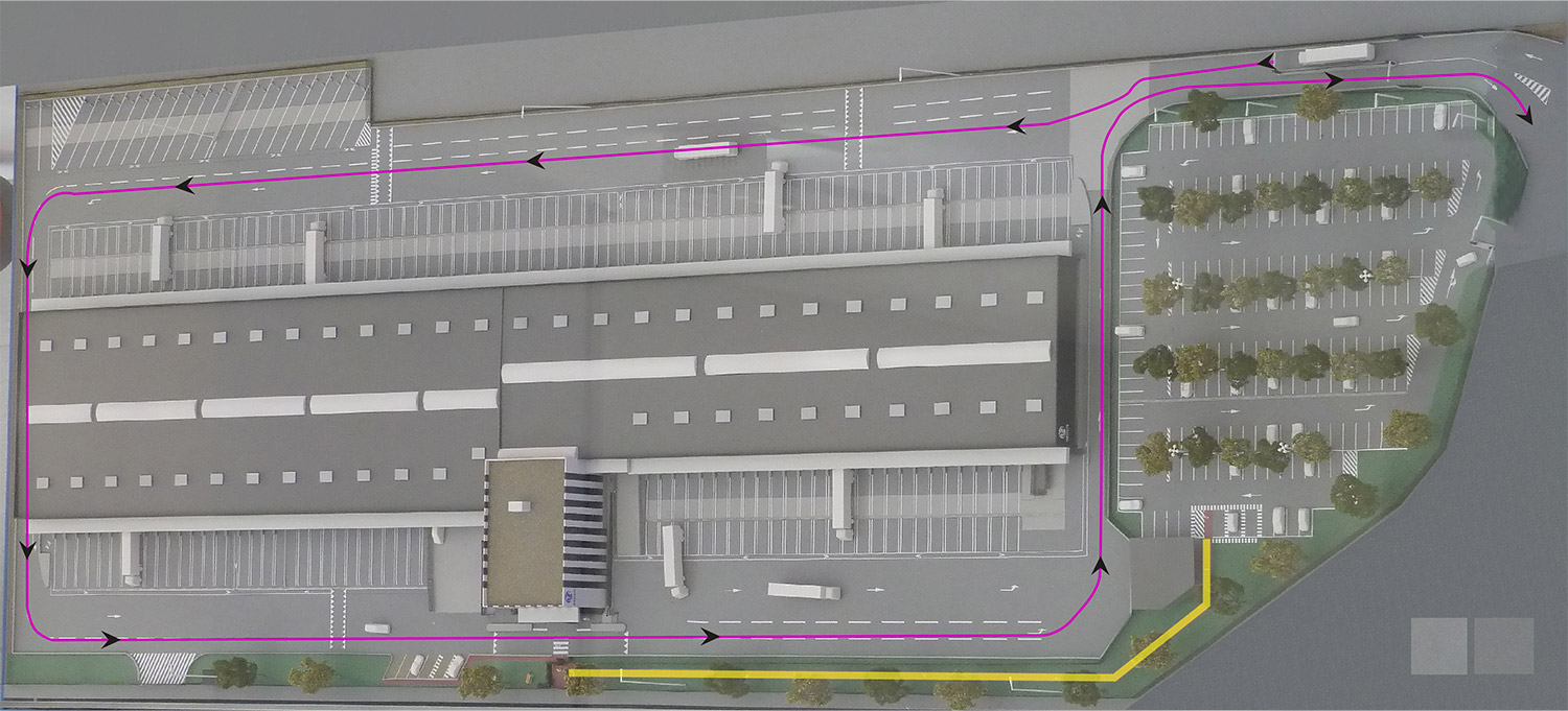 Circulation extérieure GEODIS – plan 3D, Entrepôt de groupage - Circulation extérieure - Vue générale du site