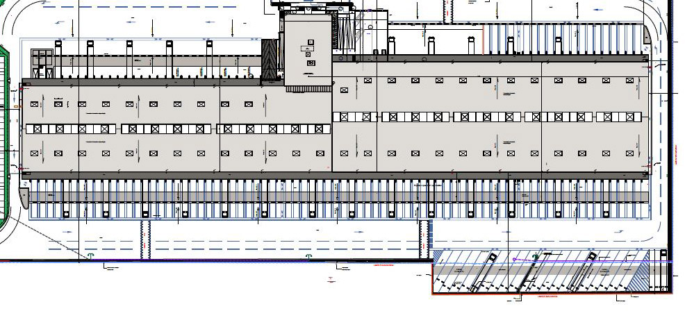 Plan circulation parking exterieure GEODIS - Entrepôt de groupage - Circulation extérieure - Zone stationnement remorques dételées