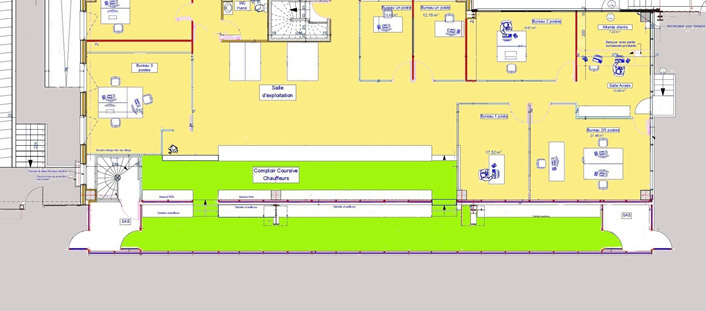 Plan de circulation interne GEODIS Entrepôt de groupage - Circulation intérieure - Zone d'interface isolée de toute circulation de chariots