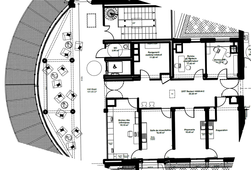 Reconstruction d'un EHPAD à Saint-Palais - Pôle soins STELISA - plan du bâtiment